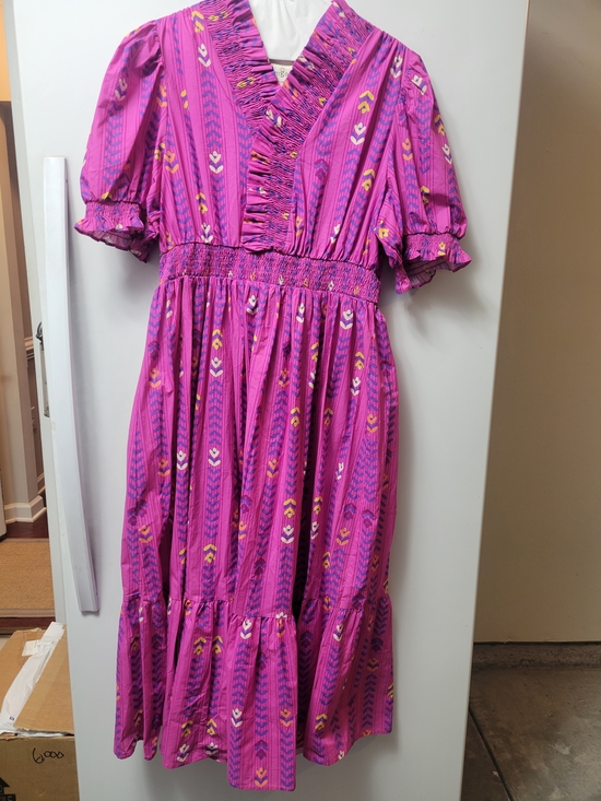 Umgee Dresses & Skirts - Umgee Pink Floral Ruffled V-Neck Dress